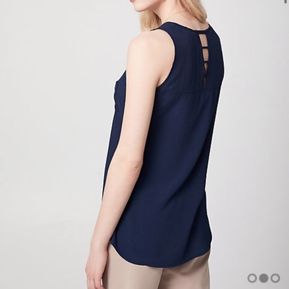 Crepe de Chine Tank With Cutout Lattice Back - Picture 3 of 3